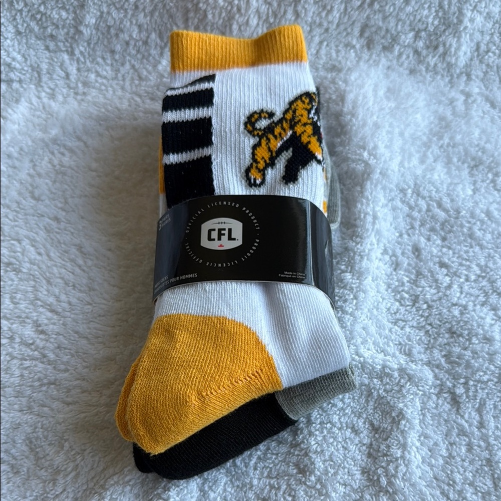 Yellow and Black Athletic Crew Socks with Stripes